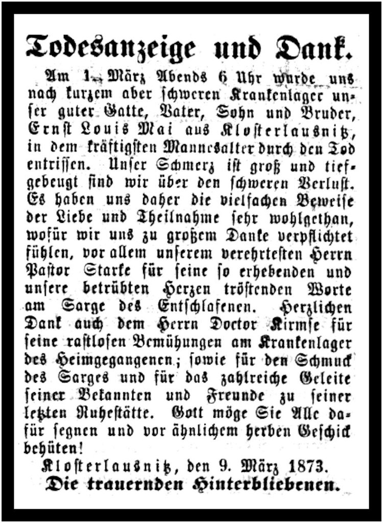 1873-03-09 Kl Trauer Mai